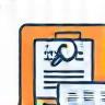 Assessment icon - magnifying glass over document