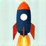 Project kick-off icon - rocket launching